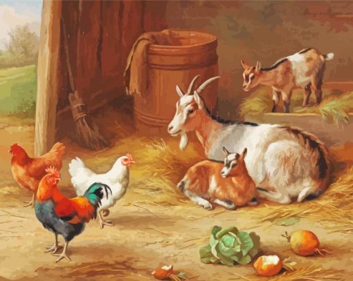 Goats Chickens Diamond Painting