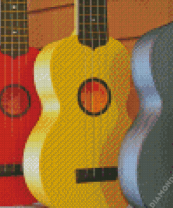 Grey Red And Yellow Guitar Diamond Painting