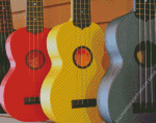 Grey Red And Yellow Guitar Diamond Painting