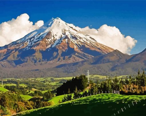 Mount Taranaki Landscape Diamond Painting