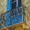 Old Blue Balcony Diamond Painting