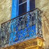 Old Blue Balcony Diamond Painting