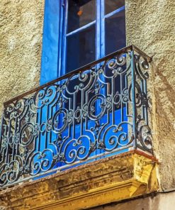 Old Blue Balcony Diamond Painting