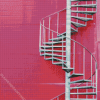 Pink Building Stairs Diamond Painting