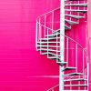 Pink Building Stairs Diamond Painting