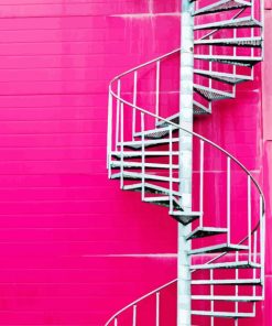 Pink Building Stairs Diamond Painting