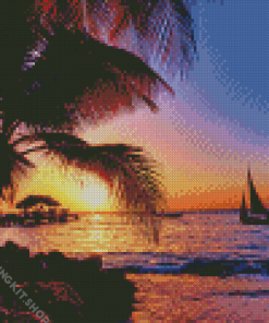 Tobago Beach At Sunset Diamond Painting