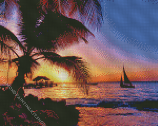 Tobago Beach At Sunset Diamond Painting