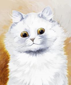 White Fluffy Kitty Diamond Painting