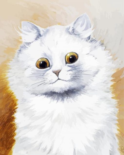 White Fluffy Kitty Diamond Painting