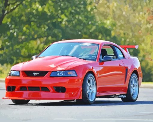 2000 Red Mustang Diamond Painting