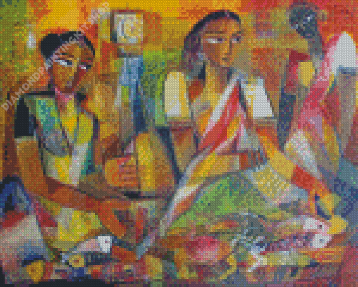 Abstract Ladies And Fishes Diamond Painting