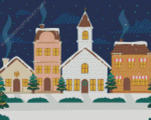 Aesthetic Christmas City Diamond Painting