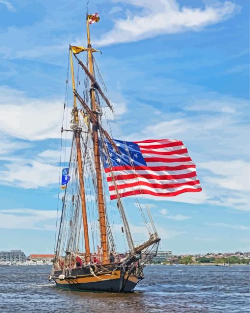 American Tall Ships Flag Diamond Painting