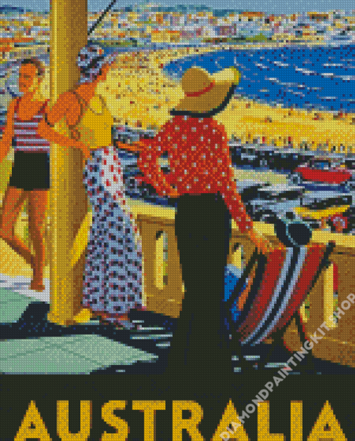 Australia Retro Beach Poster Diamond Painting