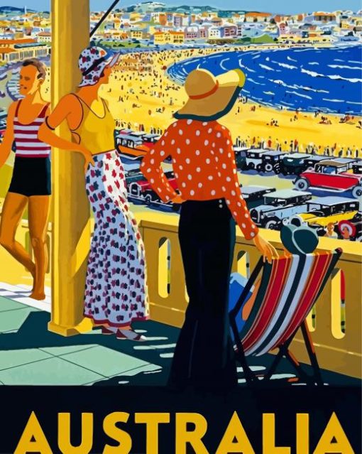 Australia Retro Beach Poster Diamond Painting