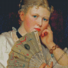 Blonde Girl With Hand Fan Diamond Painting