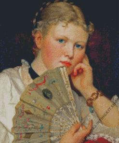 Blonde Girl With Hand Fan Diamond Painting