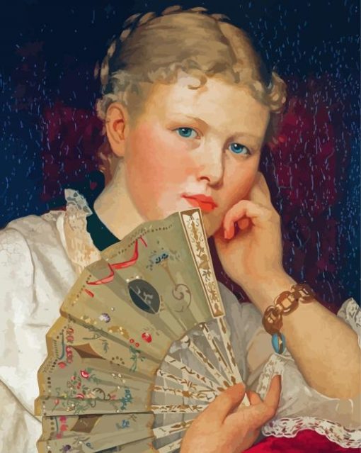 Blonde Girl With Hand Fan Diamond Painting