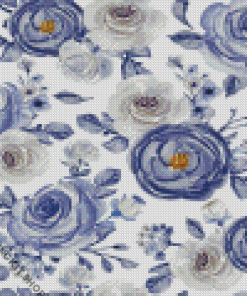 Blue And Gray Flowers Diamond Painting