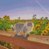 Cat In Sunflowers Field Diamond Painting