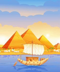 Egyptian Boat On River Diamond Painting