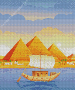 Egyptian Boat On River Diamond Painting