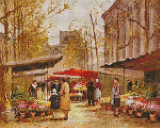 Flower Seller At La Madeleine By Edouard Cortes Diamond Painting