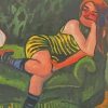 Girl On A Green Sofa With A Cat Max Pechstein Diamond Painting