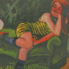 Girl On A Green Sofa With A Cat Max Pechstein Diamond Painting