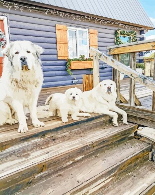 Great Pyrenees Family Diamond Painting