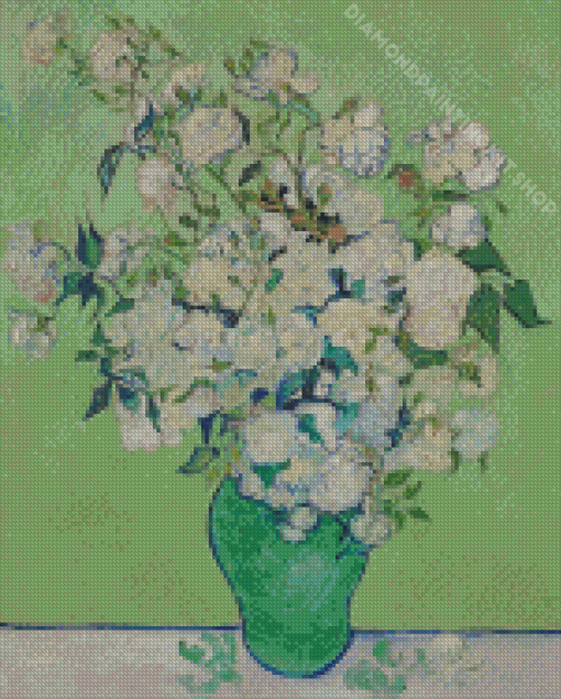 Green And White Vase Art Diamond Painting