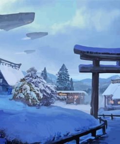 Japanese Winter Town Diamond Painting