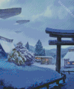 Japanese Winter Town Diamond Painting