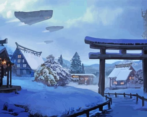 Japanese Winter Town Diamond Painting