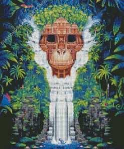 Jungle Monkey Waterfall Diamond Painting