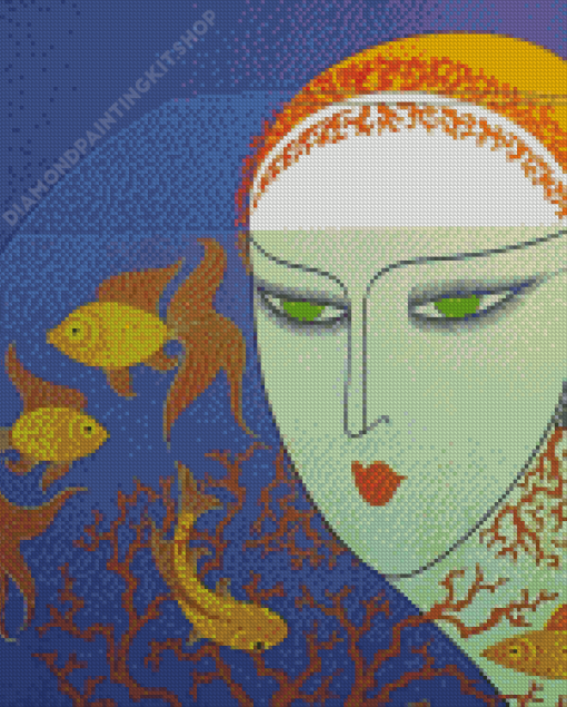 Lady And Goldfish Bowl Diamond Painting