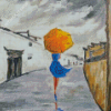 Lady With Yellow Umbrella And Blue Dress Diamond Painting