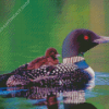 Loon With baby Diamond Painting