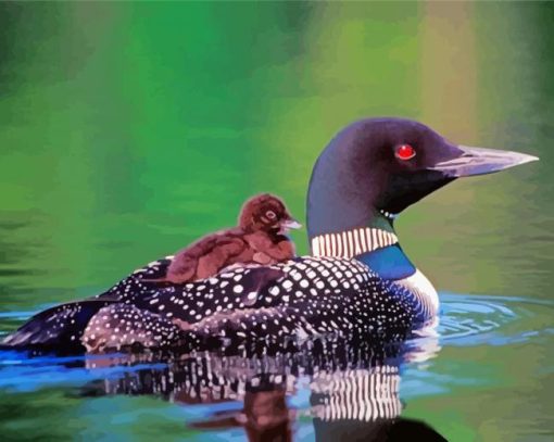 Loon With baby Diamond Painting