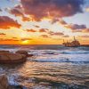 Mediterranean Seascape At Sunset Diamond Painting