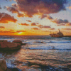 Mediterranean Seascape At Sunset Diamond Painting