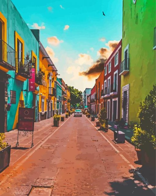 Mexican Alley Houses Diamond Painting