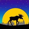 Moose And Moon Silhouette Diamond Painting