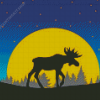 Moose And Moon Silhouette Diamond Painting