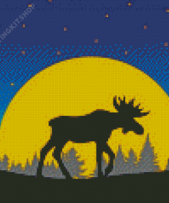 Moose And Moon Silhouette Diamond Painting