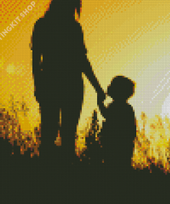 Mother With Baby Boy Silhouette Diamond Painting