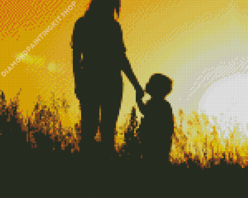 Mother With Baby Boy Silhouette Diamond Painting