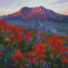 Mt St Helens With Red Poppies Diamond Painting