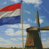 Netherlands Flag And Mill Tower Diamond Painting